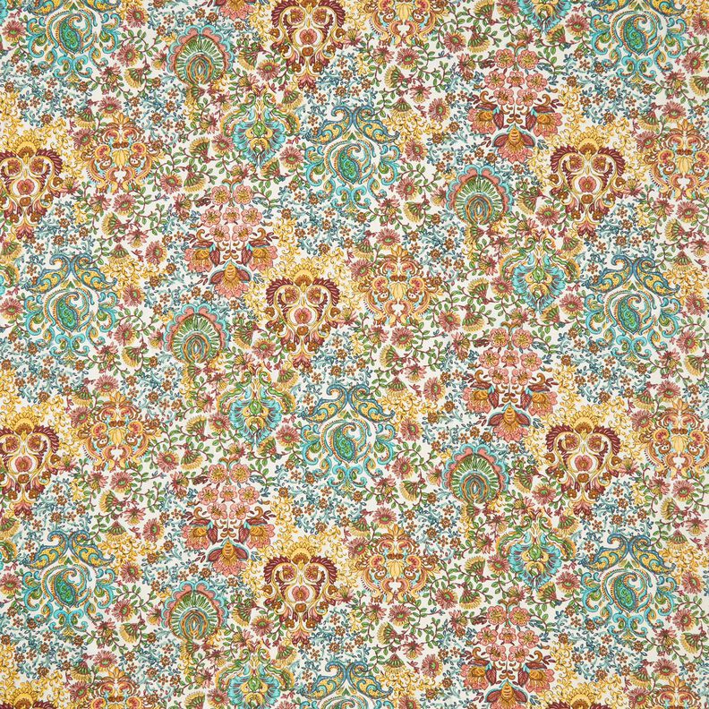 Cotton Cretonne Flowery Paisley – ivory/carmine,  image number 1