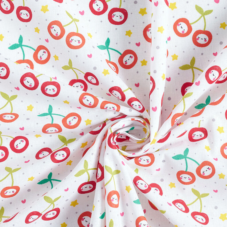 Cotton Poplin happy cherries – white,  image number 3