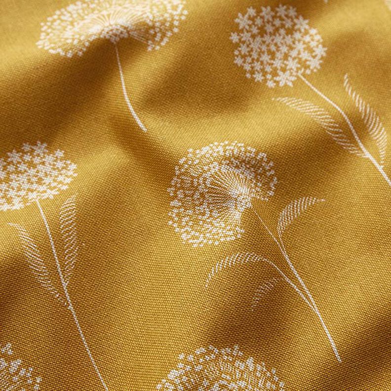 Decor Fabric Half Panama dandelions – natural/curry yellow,  image number 2