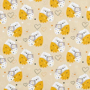 Poplin Cuddly Owls – almond/curry yellow, 