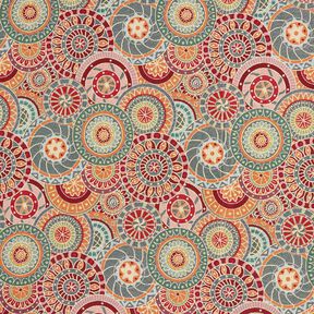 Decor Fabric Tapestry Fabric Colourful Circles – carmine/light beige, 