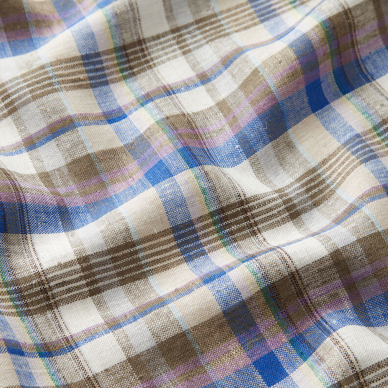 Checked linen viscose blend – olive,  image number 2