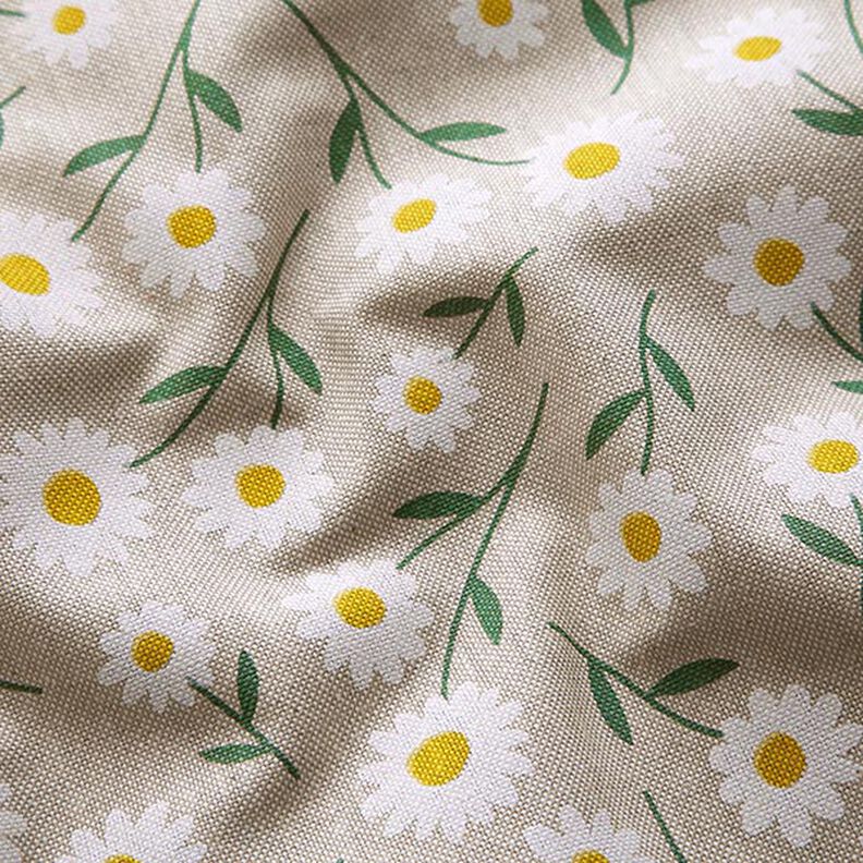 Decor Fabric Half Panama daisies – natural/white,  image number 2