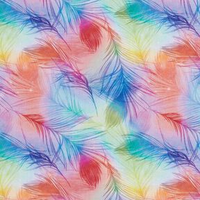 Cotton Poplin Rainbow Feathers Digital Print – royal blue/colour mix, 