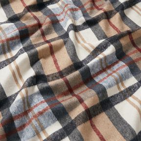 Coat fabric roughened tartan – light blue/beige, 