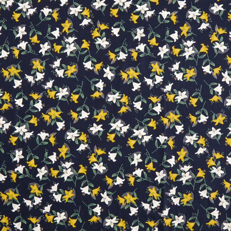 Cotton Poplin Lilies – midnight blue/gold,  image number 1