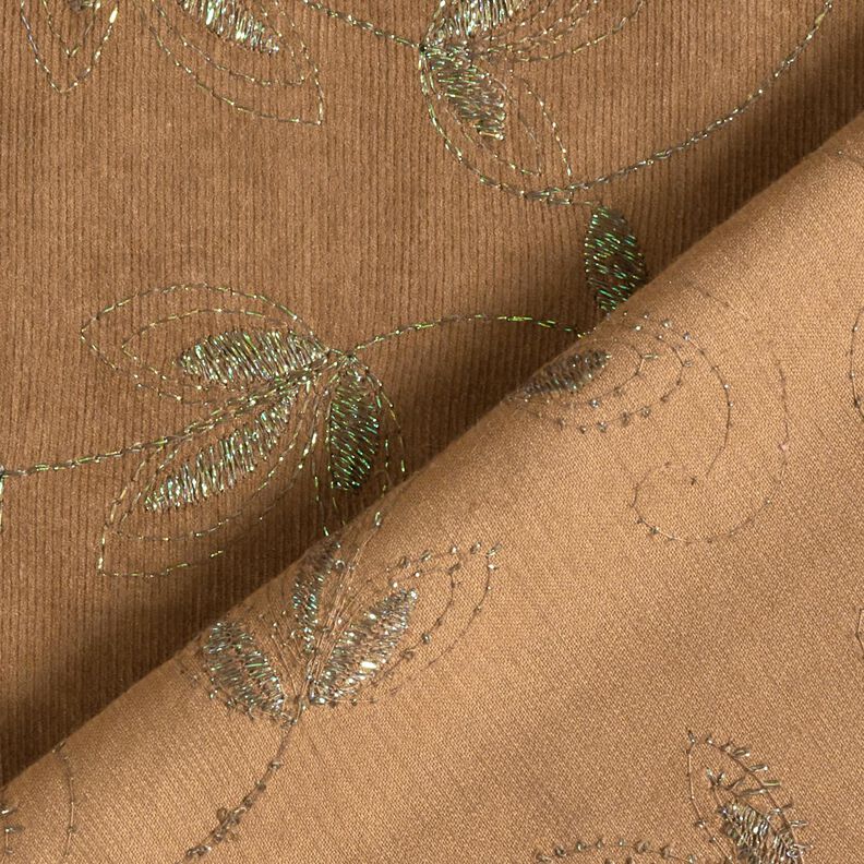 Fine cord glitter embroidery flowers – light brown,  image number 5