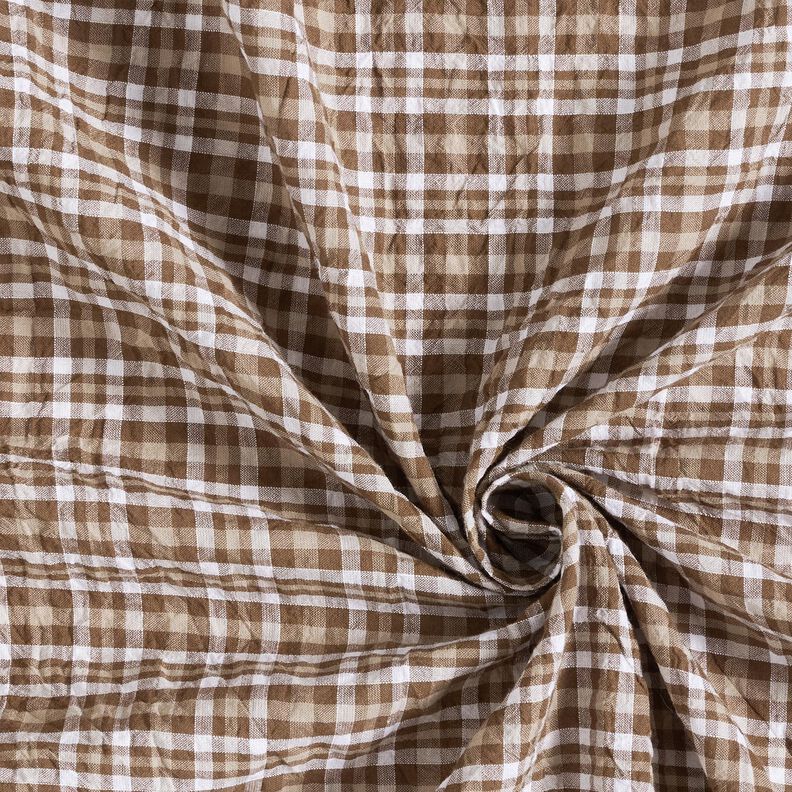 Checked crinkle look cotton fabric – caramel,  image number 3