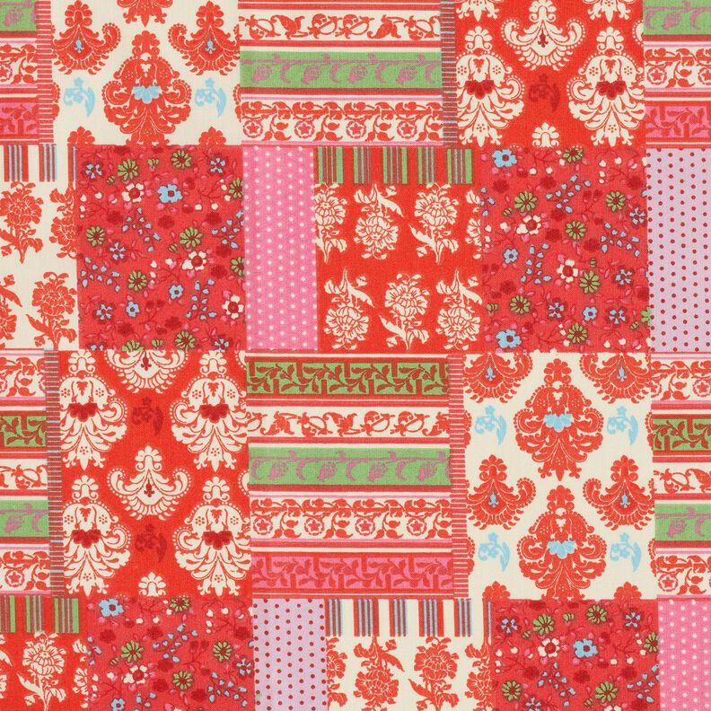 Cotton Cretonne floral patchwork – chili,  image number 1