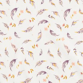 Organic Cotton Poplin feathers and flower branches – ivory, 