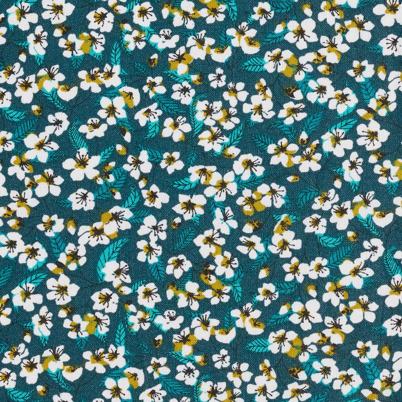 Coated Cotton Blossom – petrol/white,  image number 1