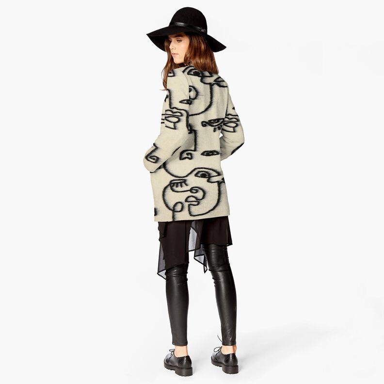 Coat knit abstract faces – black/offwhite,  image number 5