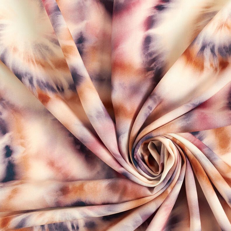 Viscose fabric batik spirals – cream/brown,  image number 3