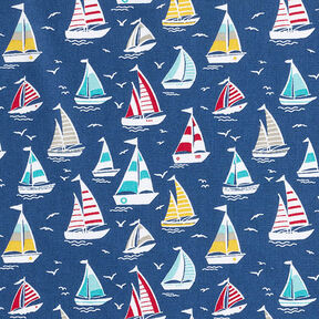 Cotton Cretonne sailing trip – ocean blue/white, 