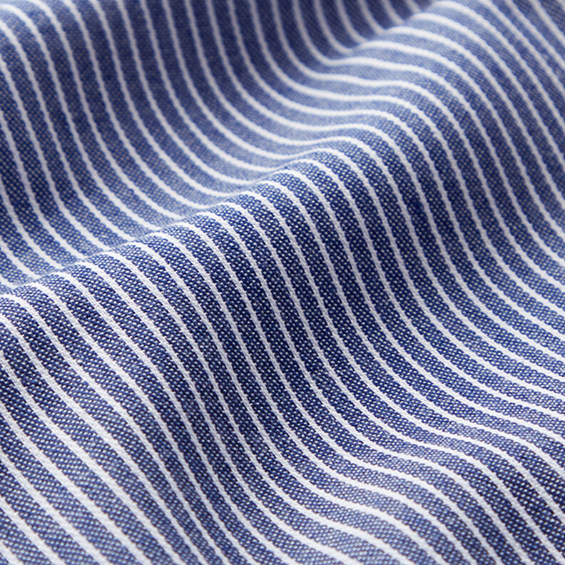 Blouse Fabric Cotton Blend Stripes – navy blue/white,  image number 2