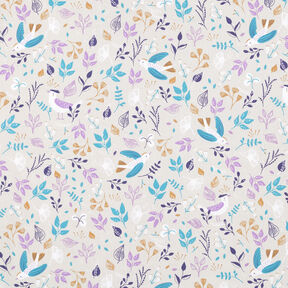 Cotton Poplin Flower meadow with little birds – natural, 