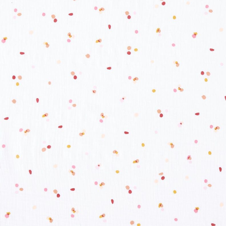 Double Gauze/Muslin colourful polka dots – white,  image number 1