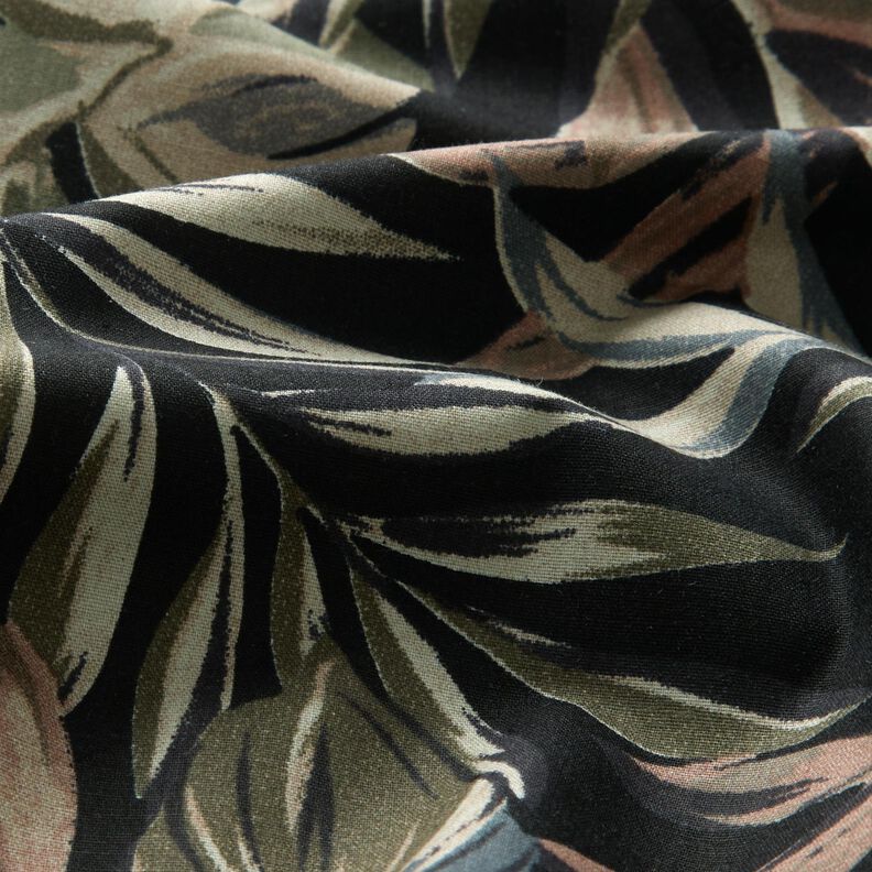 Cotton Poplin Tropical plants – black/dark pine,  image number 2