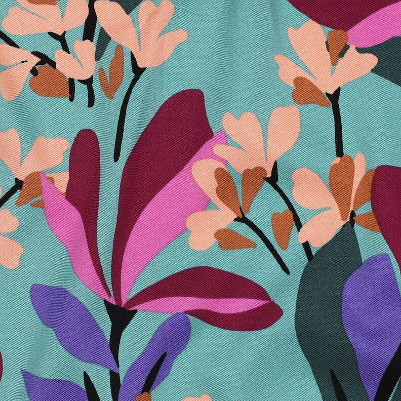 Rosella Stretch Spring Garden | Nerida Hansen – aqua blue/burgundy,  image number 2