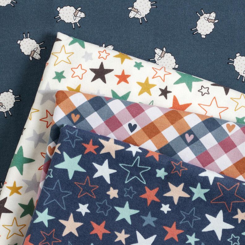 Cotton Flannel colourful stars – navy blue,  image number 5