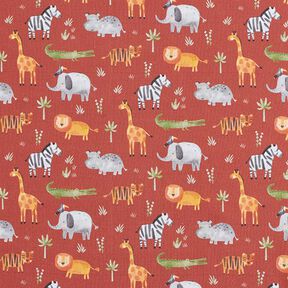 Cotton Poplin jungle animals Digital Print – terracotta, 