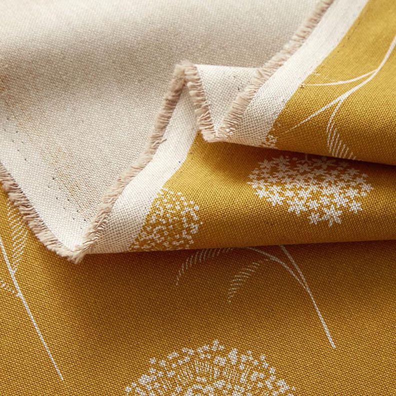 Decor Fabric Half Panama dandelions – natural/curry yellow,  image number 3