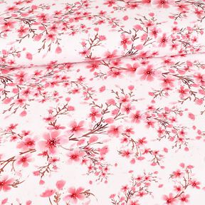 Cotton Jersey Cherry blossom | Glitzerpüppi – white, 