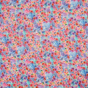 Crepe Chiffon flower meadow – pink/blue, 
