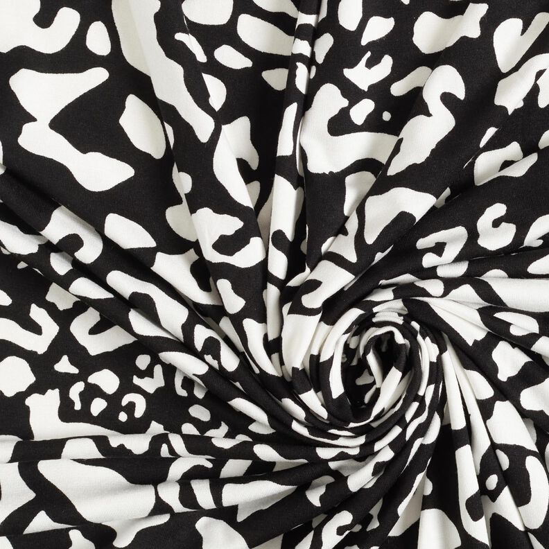 Viscose Jersey abstract leopard spots – black/white,  image number 3