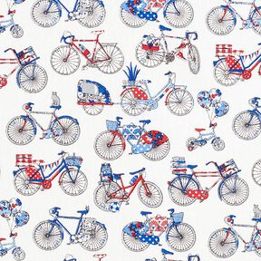 Cotton Cretonne Retro Bikes – white/blue, 