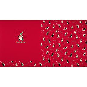 Panel French Terry penguin in the snow – red, 
