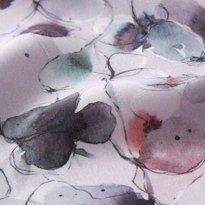 viscose fabric, watercolour flowers – pastel mauve, 