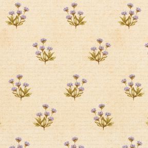Decor Fabric Cotton Twill flowers and writing – beige, 