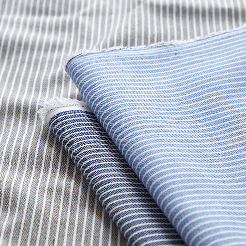 Blouse Fabric Cotton Blend Stripes – light blue/white,  image number 5