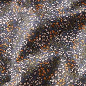 Cotton Cretonne Scattered Flowers and Branches – navy blue, 