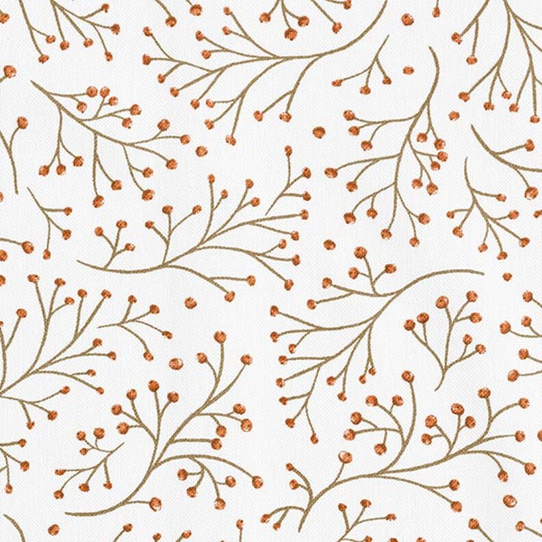 Decorative fabric half Panama branches with berries – offwhite,  image number 6