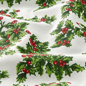 Canvas Decor Fabric Mistletoe Twigs – green/red, 