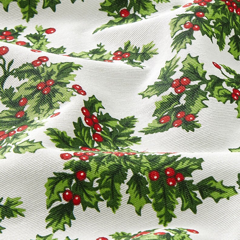 Canvas Decor Fabric Mistletoe Twigs – green/red,  image number 2