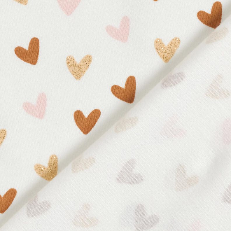 Cotton Jersey Glitter little hearts – ivory,  image number 4