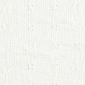Double Gauze/Muslin Broderie Anglaise hearts – offwhite, 