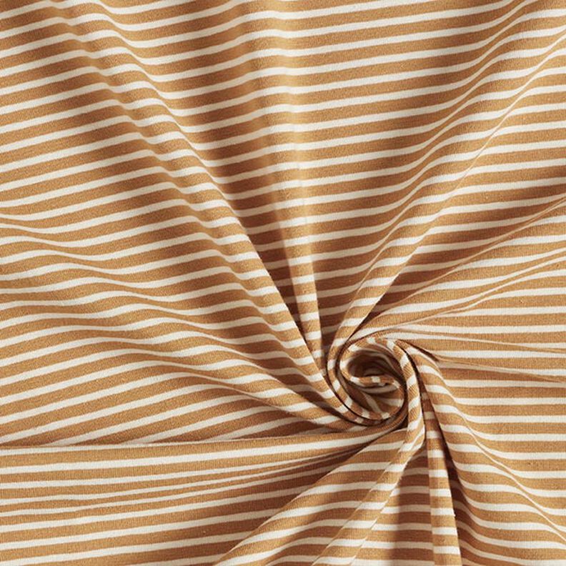 Narrow Stripes Cotton Jersey – cream/cinnamon,  image number 3