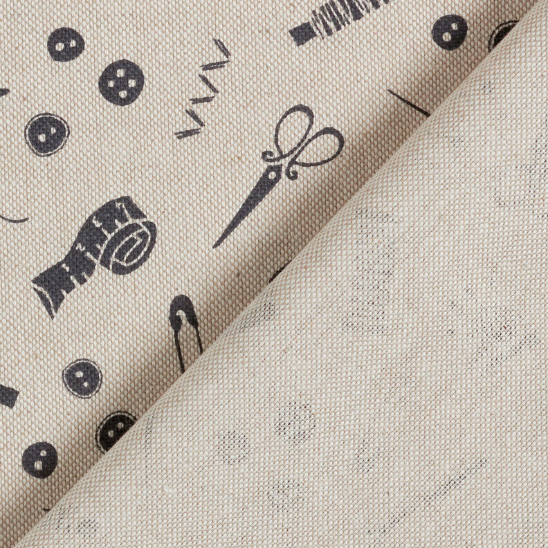 Decor Fabric Half Panama Haberdashery – natural/black,  image number 4