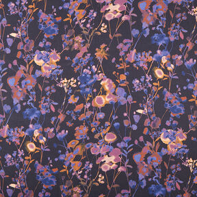 watercolour flowers -viscose blend – midnight blue, 