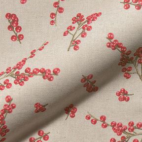 Winter Berries Half Panama Decor Fabric – natural, 