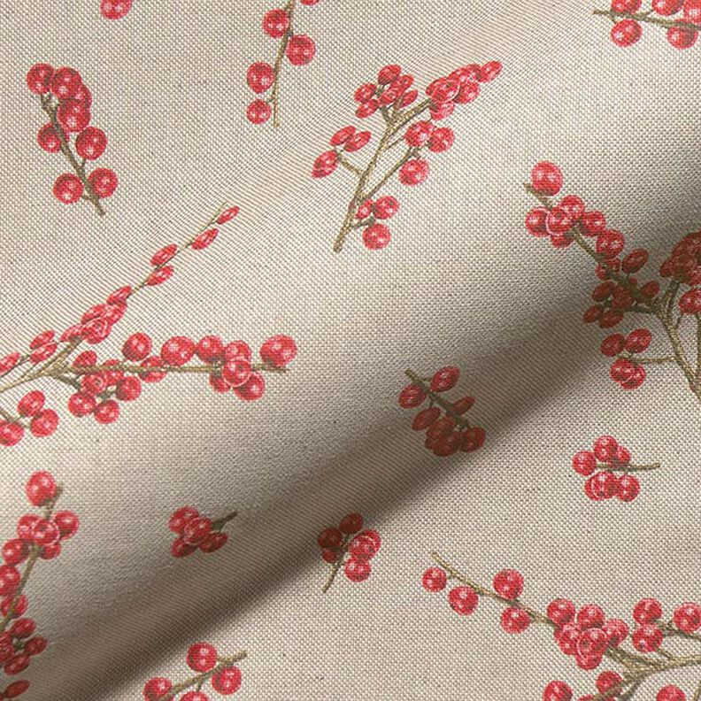 Winter Berries Half Panama Decor Fabric – natural,  image number 2