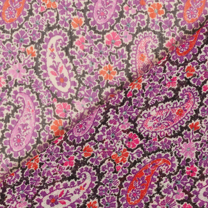 Paisley Crepe Chiffon – red lilac,  image number 4