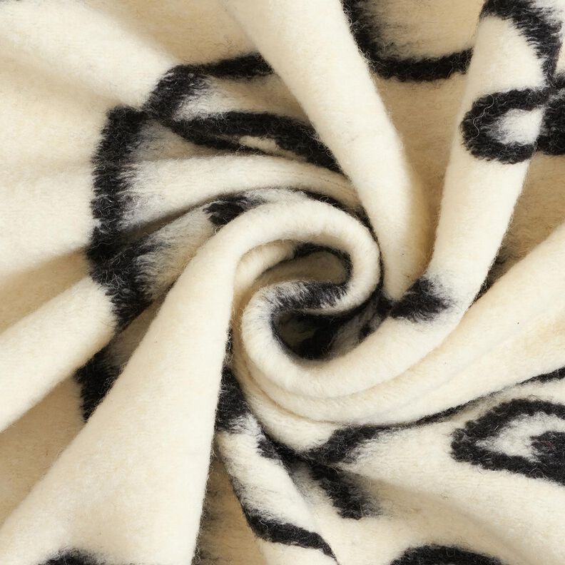 Coat knit abstract faces – black/offwhite,  image number 3