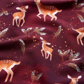 French terry enchanting reindeer | Glitzerpüppi – merlot/copper, 