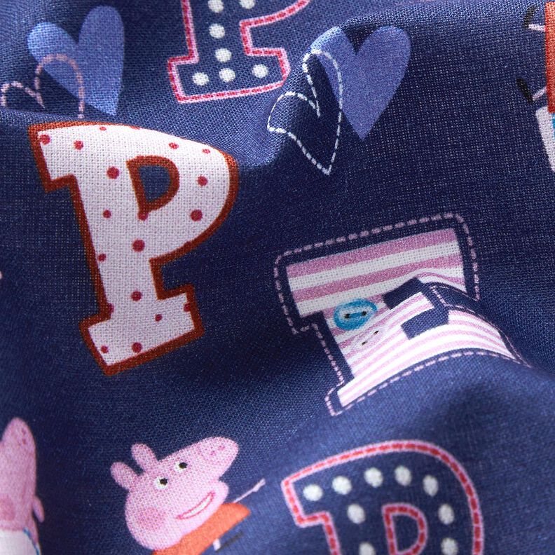 Cotton Poplin Peppa Pig Letters Licensed Fabric | ABC Ltd – indigo,  image number 2