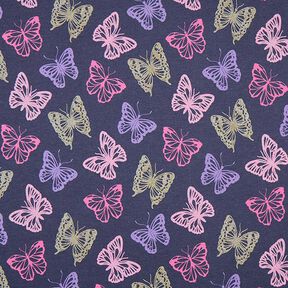 Cotton Jersey Glitter Butterflies – blue-black, 